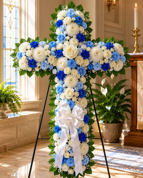 Heavenly Blue Tribute Cross