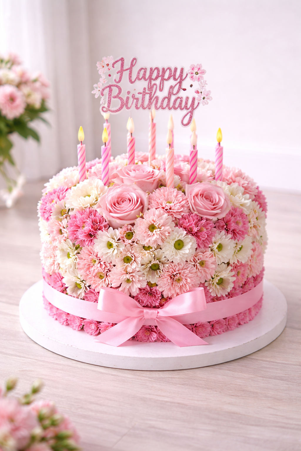 Sweet Blush Birthday Flower Cake